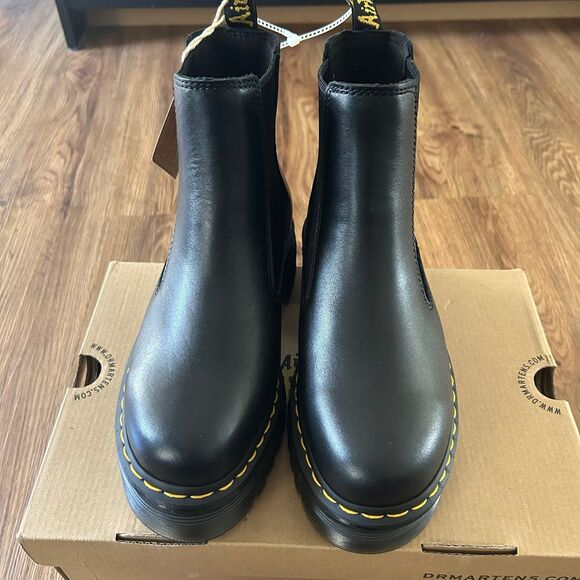 DR MARTENS Audrick Chelsea black leather platform boots booties shoes sz 7 new - Picture 2 of 7